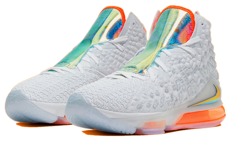 Мужские кроссовки Nike Lebron 17 Future Air (бело-оранжевые) — фото 3