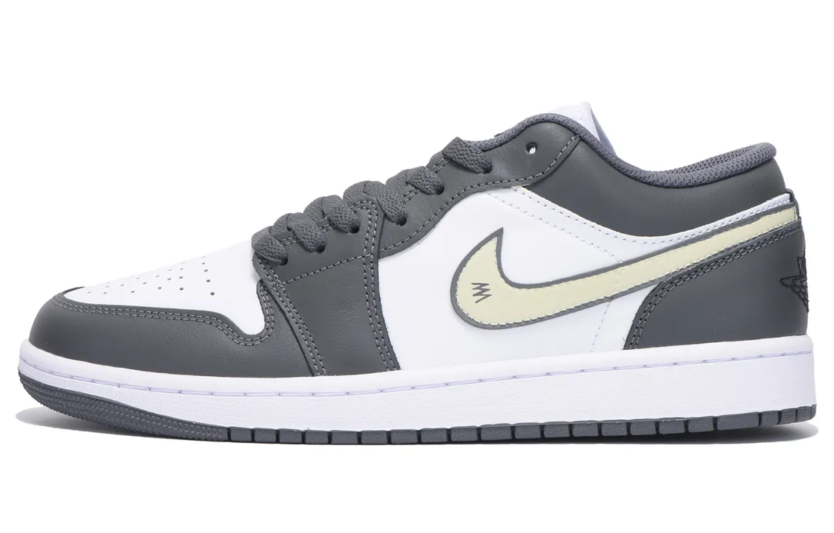 Jordan Air Jordan 1 Slip Resistant Abrasion Resistant Low top Vintage Basketball Shoes Unisex Black Gray