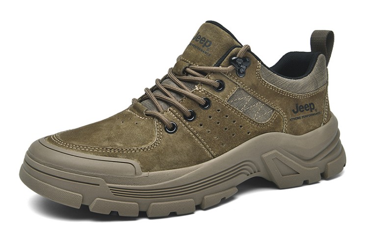 Jeep Textile, Pigskin Comfortable Round Toe Low top Outdoor Shoes Men’s Khaki