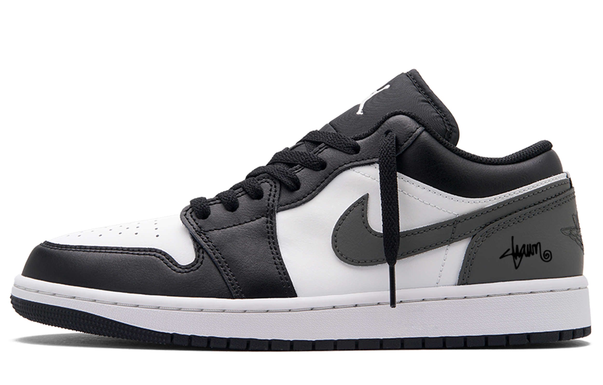 Jordan Air Jordan 1 Gray Black Cement Low top Vintage Basketball Shoes Unisex Black White Gray