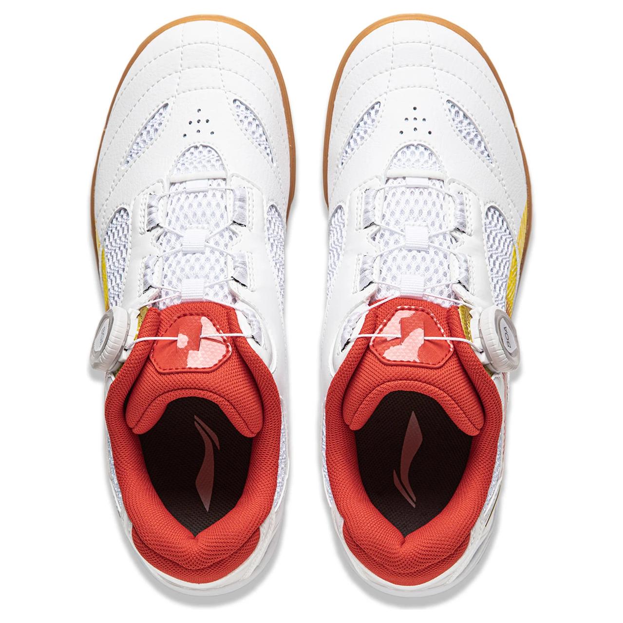 Li Ning Cushioning, Wear Resistant Low top Table Tennis Shoes Unisex White Red Yellow