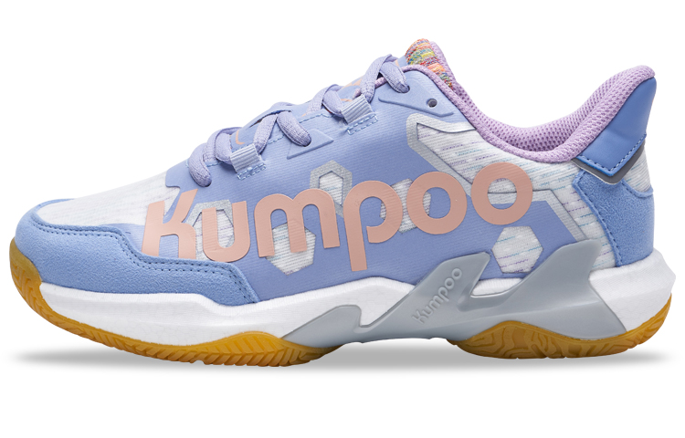 KUMPOO Yufeng Slip Resistant Abrasion Resistant Low top Badminton Shoes Unisex Light Purple Blue