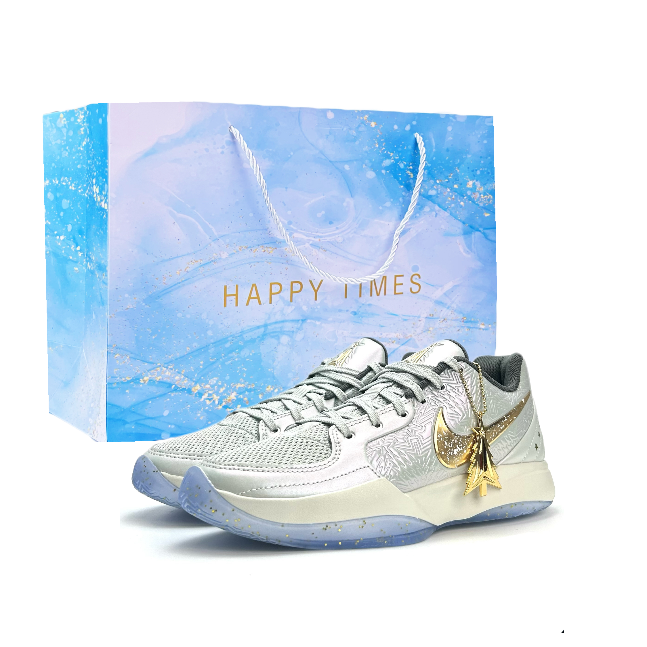 Nike Ja Morant 2 Cushioning Slip Resistant Abrasion Resistant Low top Basketball Shoes Unisex White Gold