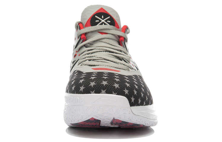 Li Ning WOW 4 Cushioning, Wear Resistant Mid top Basketball Shoes Unisex Black Gray Red