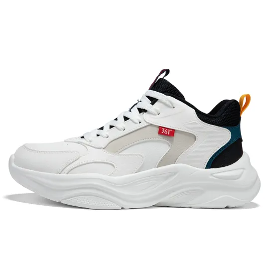 361° Leather Upper Waterproof Fleece Lined Mid Top Chunky Sneakers Men's Feather White Obsidian Black