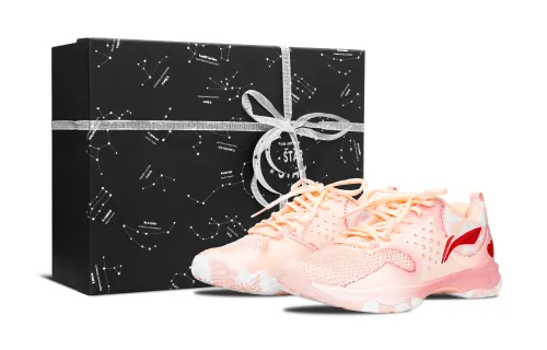 Li Ning Halberd TD Cushioning Slip Resistant Abrasion Resistant Low top Badminton Shoes Women's Pink