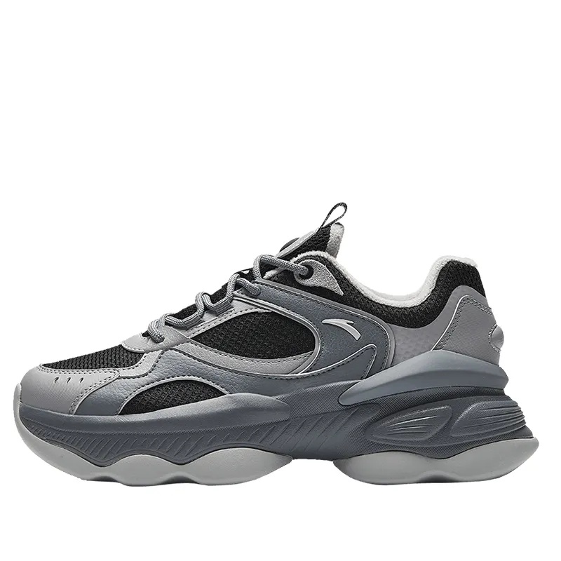 Anta Slip Resistant Height Increasing Low top Chunky Sneakers Women's Gray Black