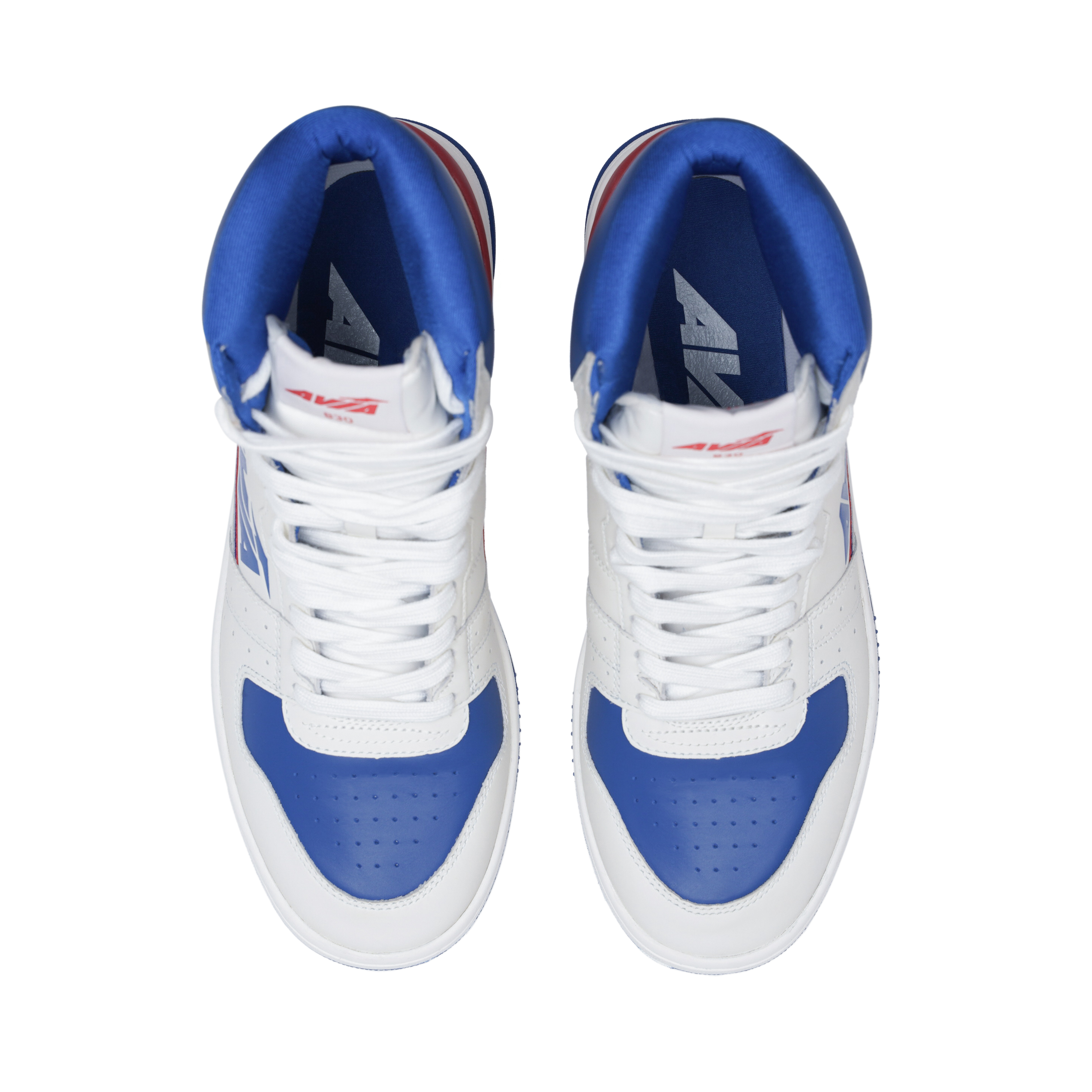 AVIA 830 Collection Slip Resistant Abrasion Resistant High top Vintage Basketball Shoes Men’s White Red Blue