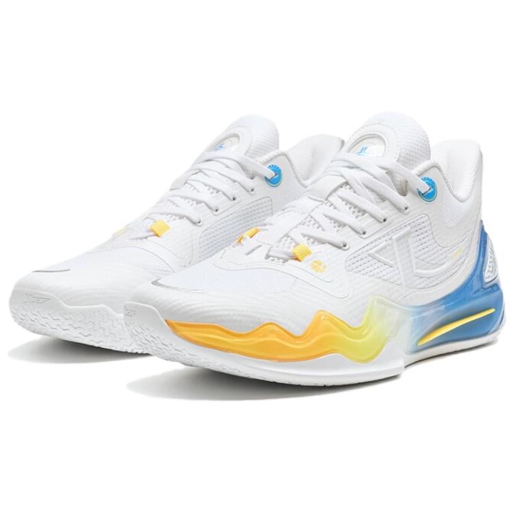XTEP Slip Resistant Abrasion Resistant Mid top Basketball Shoes Men’s White Blue