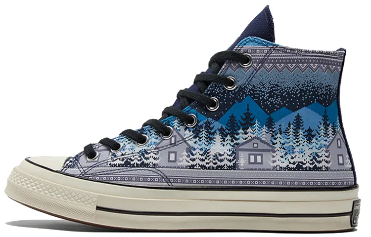 Converse 1970s Chuck Taylor All Star Print Abrasion Resistant High top Canvas Shoes Unisex Blue Gray