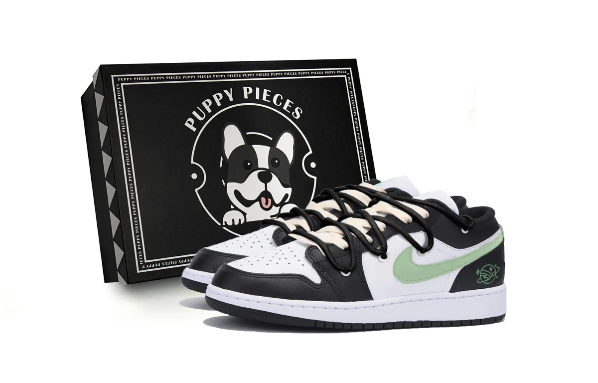 Jordan Air Jordan 1 Abrasion Resistant Slip Resistant Low top Vintage Basketball Shoes Men's Black Green