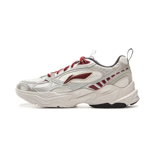 Li Ning Shooting Stars 2K Cushioning Slip Resistant Abrasion Resistant Low top Chunky Sneakers Men's White Gray