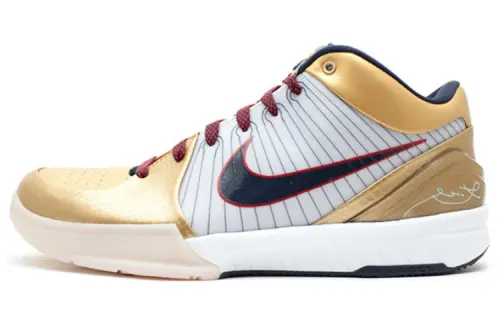 Nike Zoom Kobe 4 Kobe 4 ZK4 Gold Medal round toe lace-up non-slip lightweight mid-top practical basketball shoes men's platinum