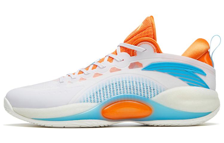 Anta Cement Bubbles 3 Fabric Slip Resistant Abrasion Resistant Low top Basketball Shoes Men’s White Blue Orange