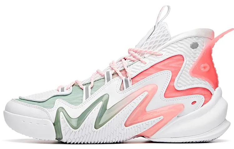 Anta Berserk 2 High-Top Performance Basketball Shoes Men's White Pink Green