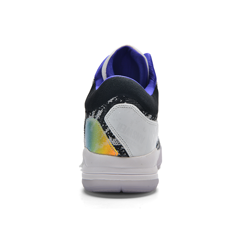IVERSON Slip Resistant Abrasion Resistant Low top Basketball Shoes Black Purple Light Gray
