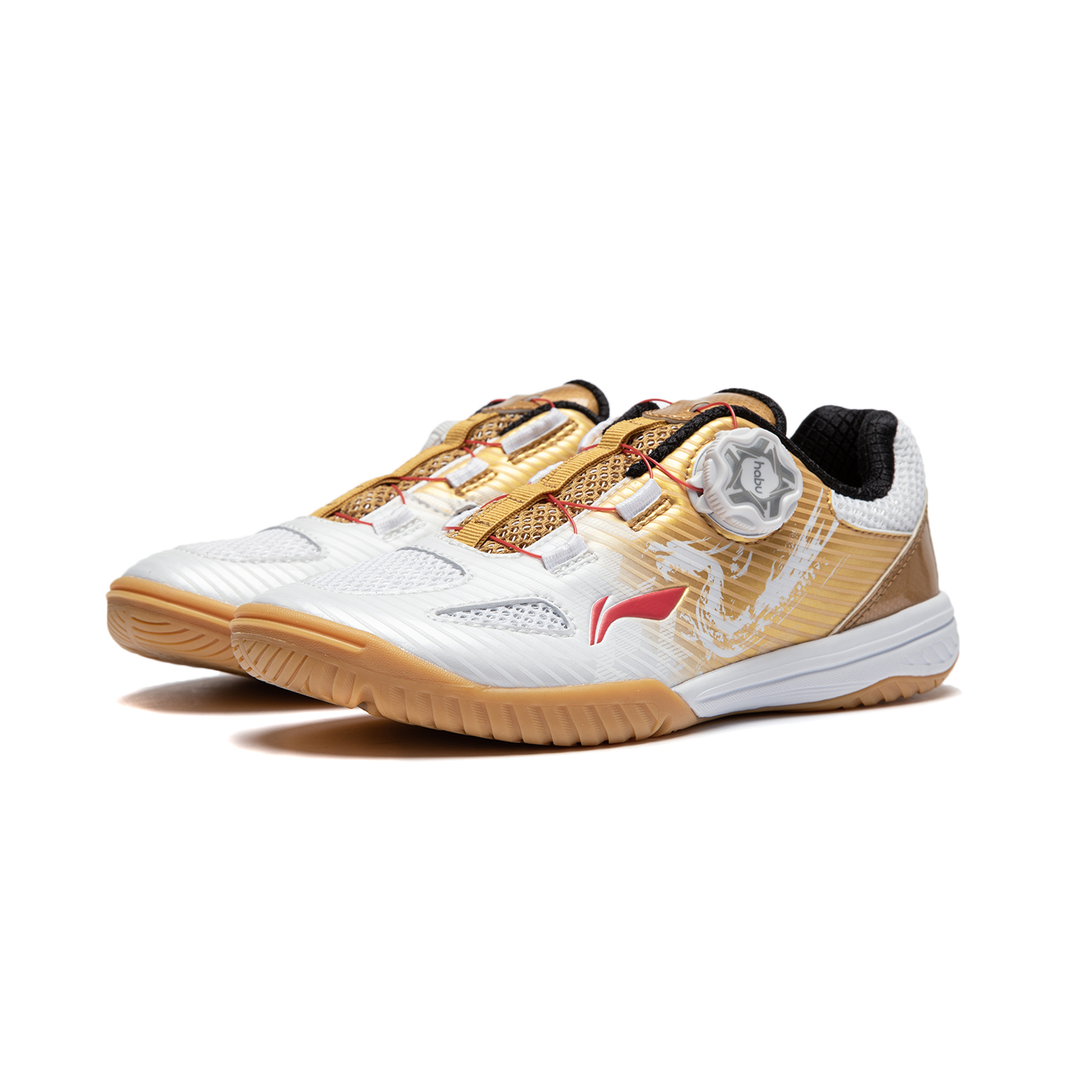 Li Ning Comfortable Slip Resistant Cushioning Abrasion Resistant Low top Training Shoes Unisex White Gold