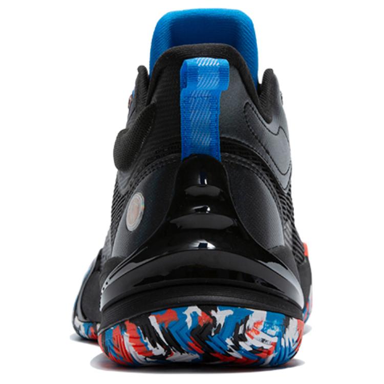 QIAODAN Cushioning Slip Resistant Abrasion Resistant High top Basketball Shoes Men’s Black Orange