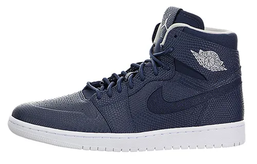 Jordan Air Jordan 1 Retro Nouveau Navy Snake Snakeskin Pattern Non-Slip Lightweight High Top Retro Basketball Shoes Men's Dark Blue 2016 Edition