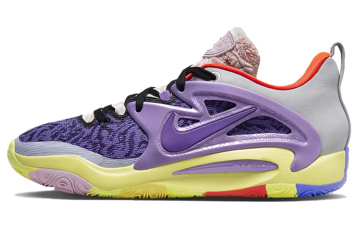 Nike KD 15 Durant 15 \"What The\" shock-absorbing and non-slip low-top basketball shoes for men and women, purple and yellow