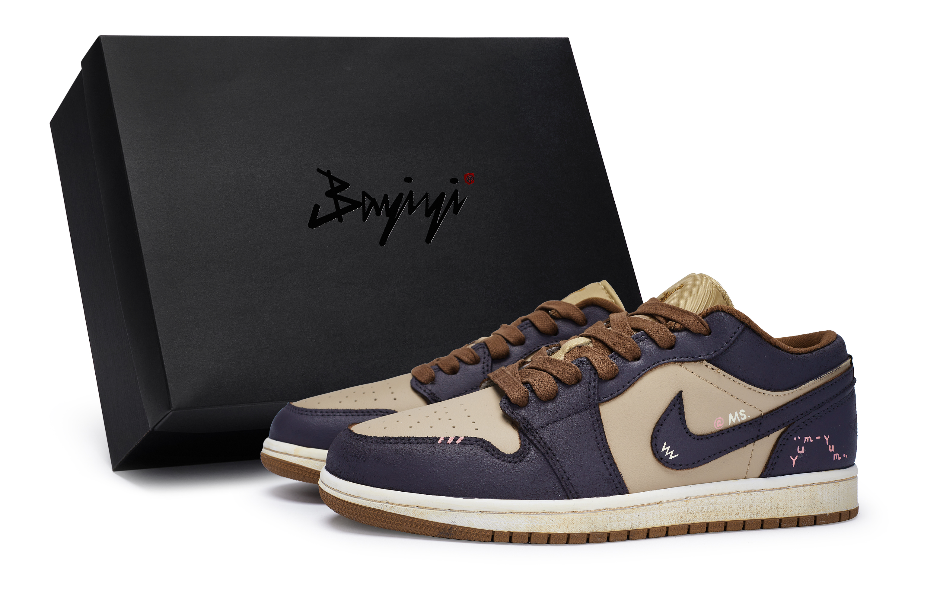Jordan Air Jordan 1 811 Manufacturing, Purple Sweet Potato Caramel, Special Shoe Box Cushioning Slip Resistant