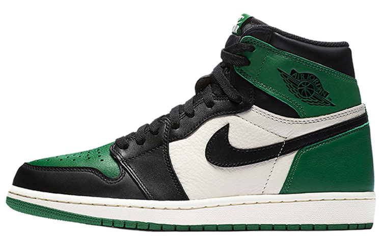 Jordan Air Jordan 1 Retro High Pine Green OG model trendy high-top retro basketball shoes men's black and green toes