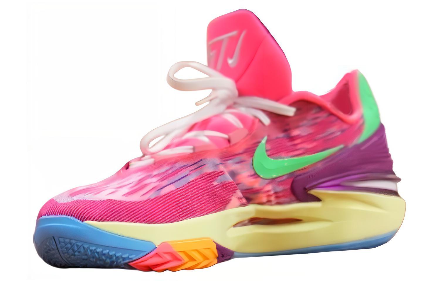 Nike Air Zoom G.T. Cut 2 PE Abrasion Resistant Breathable Low top Basketball Shoes Men's Pink Purple Green