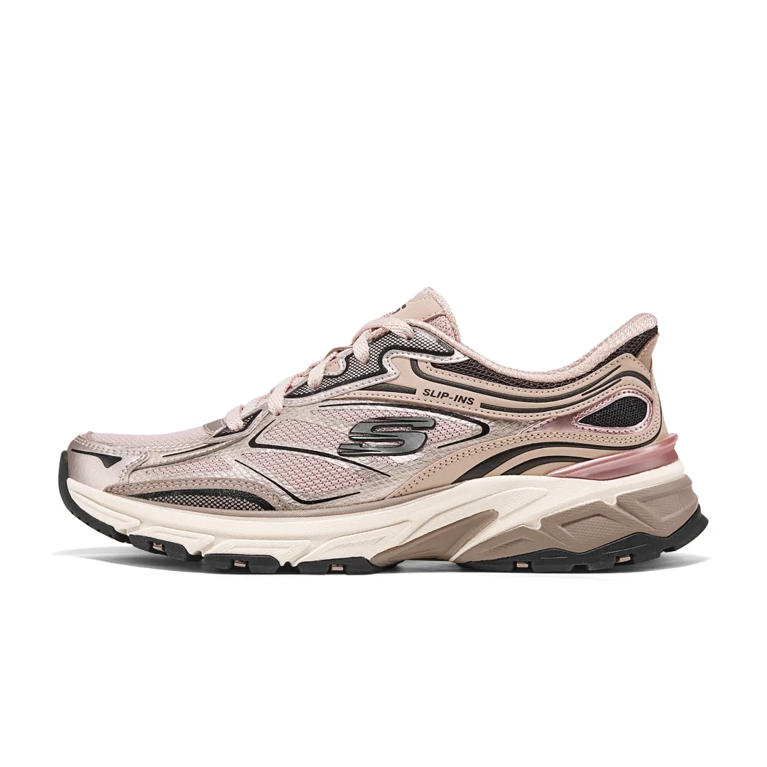 Skechers Silver Wing Shoes Abrasion Resistant Lightweight Height Increasing Low top Chunky Sneakers Women's Rose Red