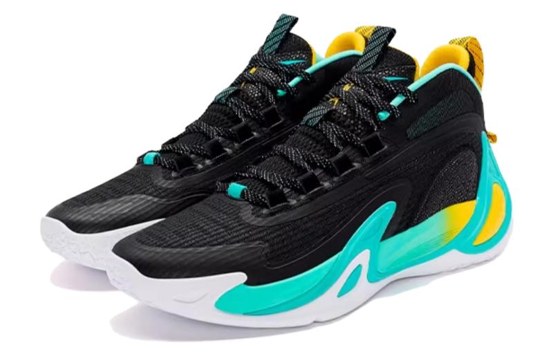 XTEP Comfortable Slip Resistant Abrasion Resistant High top Basketball Shoes Men’s Black Green