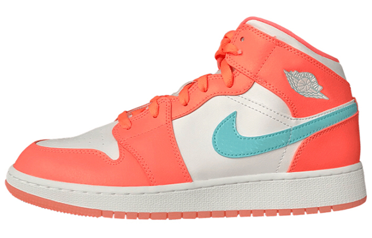 Jordan Air Jordan 1 Mid Crimson Pulse non-slip lightweight mid-cut retro basketball shoes for men and women, white and orange