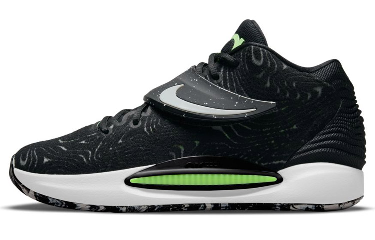 Nike KD 14 EP Durant Comfortable Round Toe Mid Top Practical Basketball Shoes Men and Women Same Style Black Green Domestic Version
