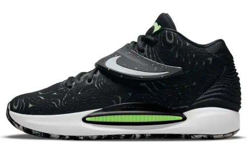 Nike KD 14 EP Durant Comfortable Round Toe Mid Top Practical Basketball Shoes Men and Women Same Style Black Green Domestic Version