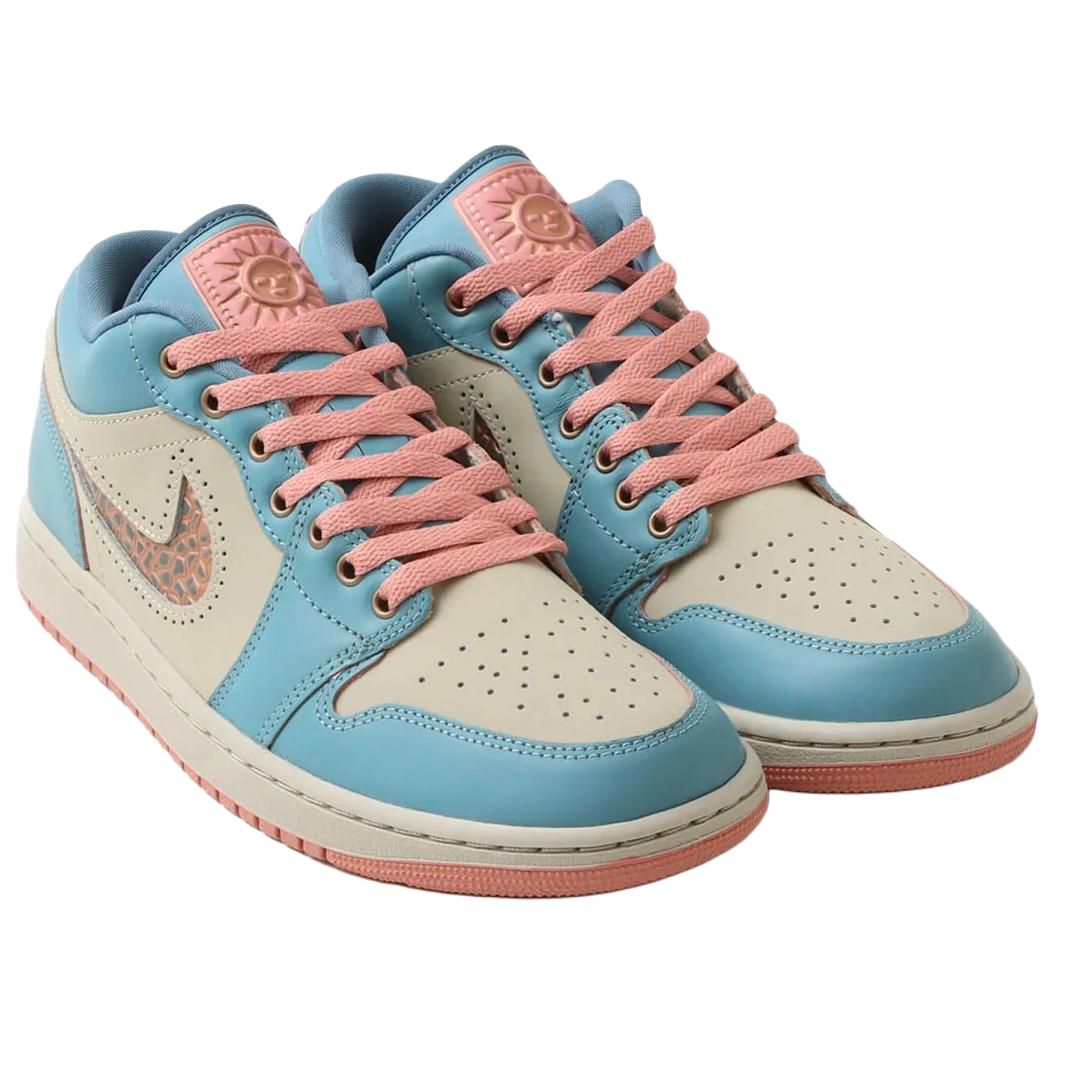 Jordan Air Jordan 1 Low top Vintage Basketball Shoes Unisex Beige Blue Pink