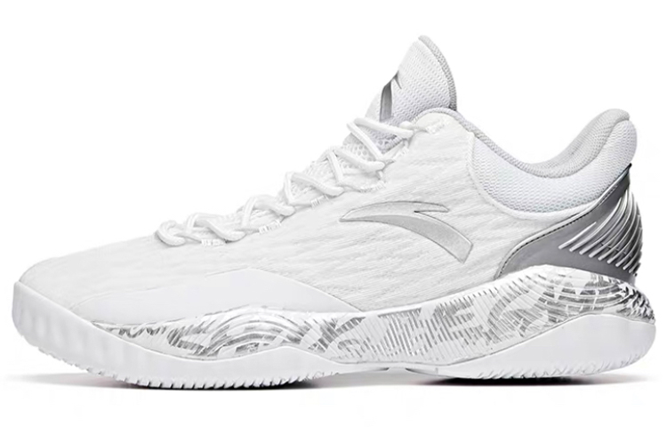 Anta A Shock Synthetic Leather Cushioning Slip Resistant Abrasion Resistant Low top Basketball Shoes Men’s Gray White
