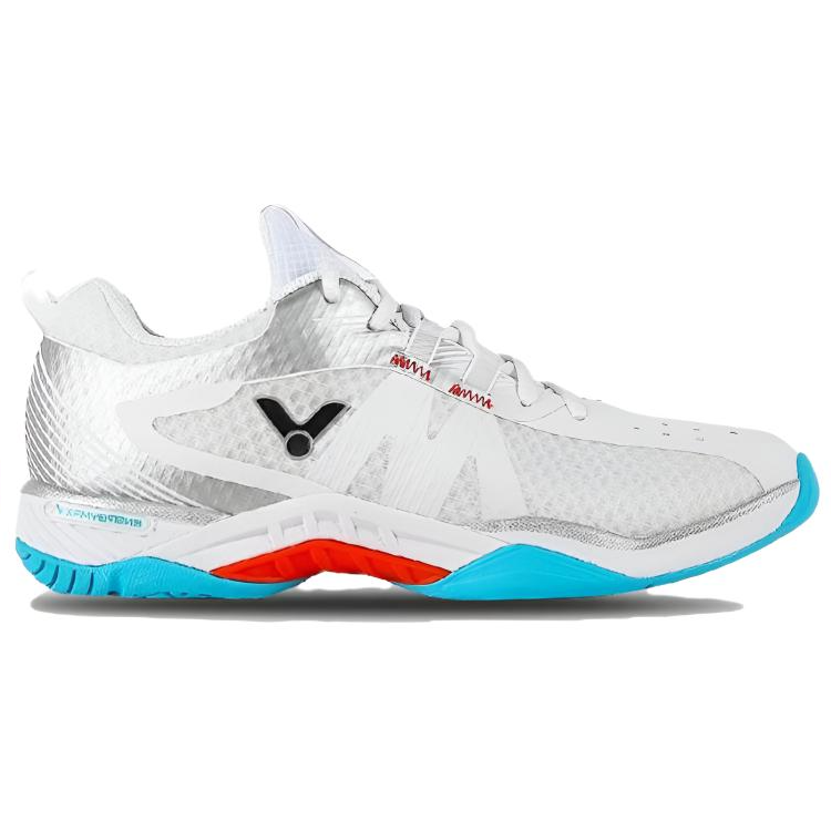 VICTOR Cushioning Breathable Low top Badminton Shoes Unisex White Silver