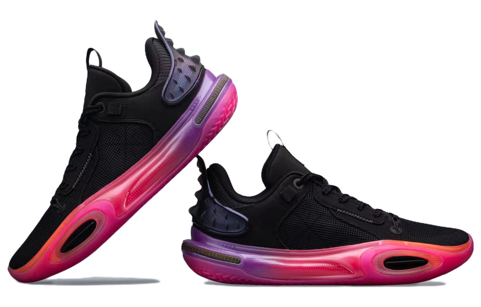 Li Ning All City 11 Abrasion Resistant Breathable High top Basketball Shoes Men’s Black Red Sunrise, Sunset
