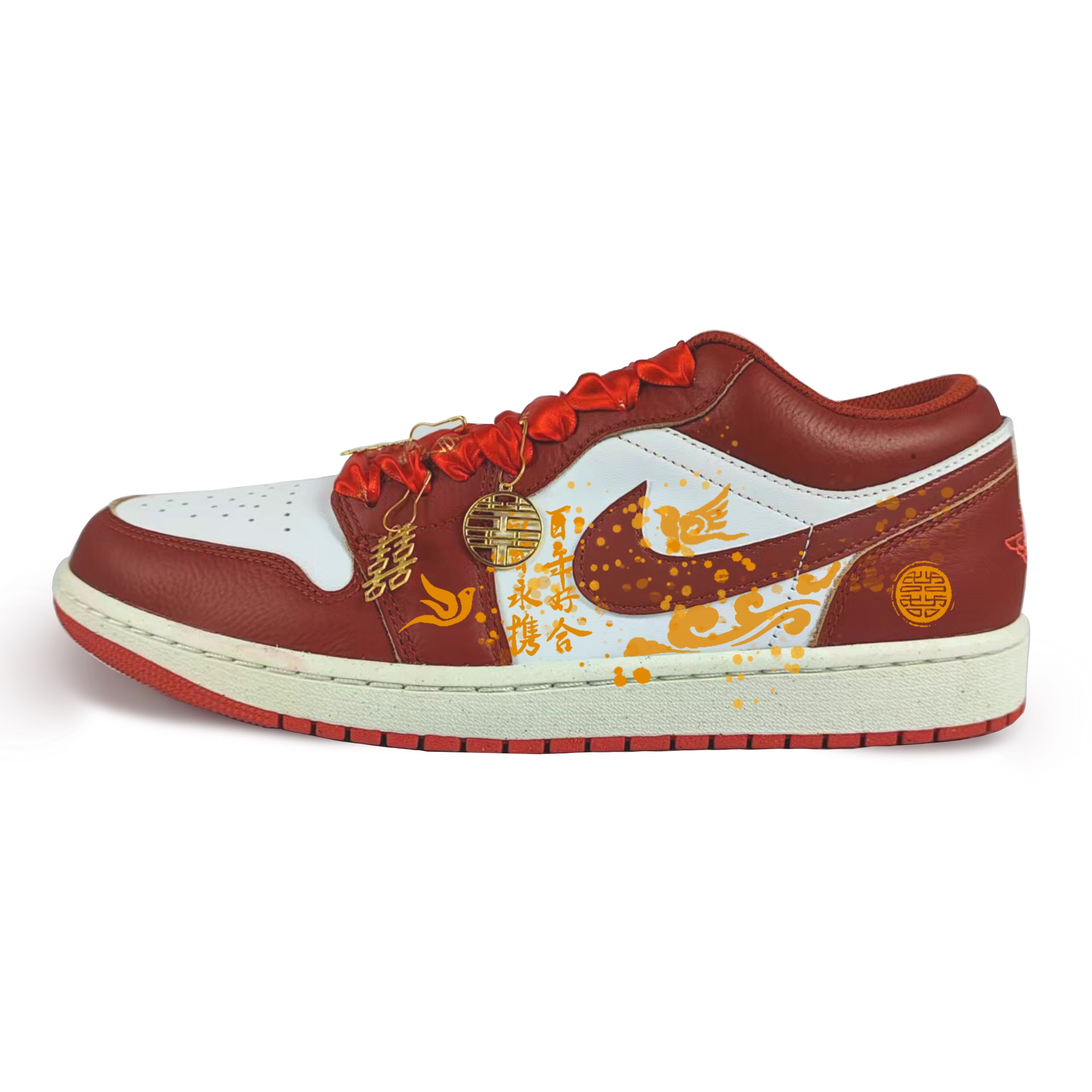 Jordan Air Jordan 1 Abrasion Resistant Low top Vintage Basketball Shoes Men’s Red White