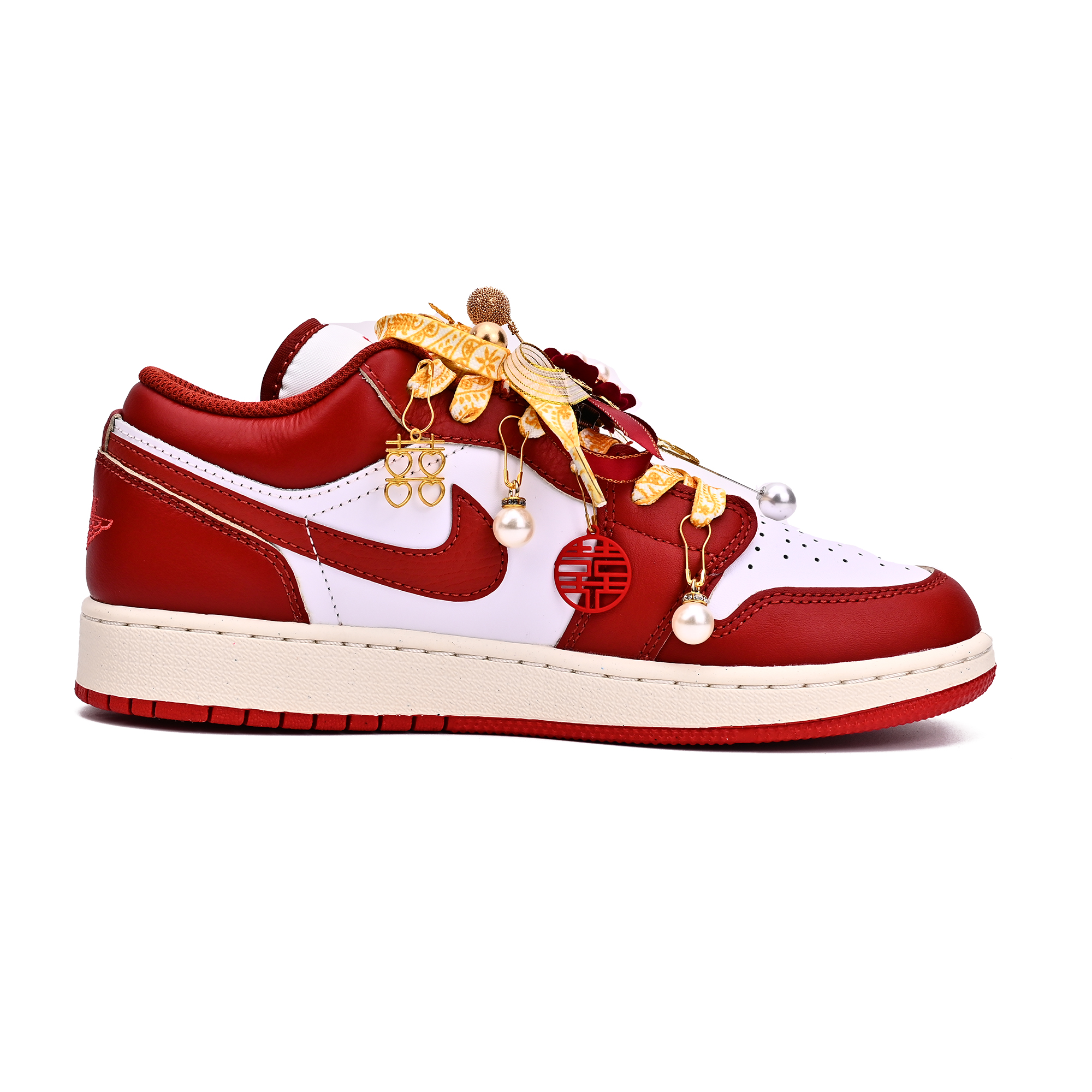Jordan Air Jordan 1 Abrasion Resistant Low top Vintage Basketball Shoes Unisex Red