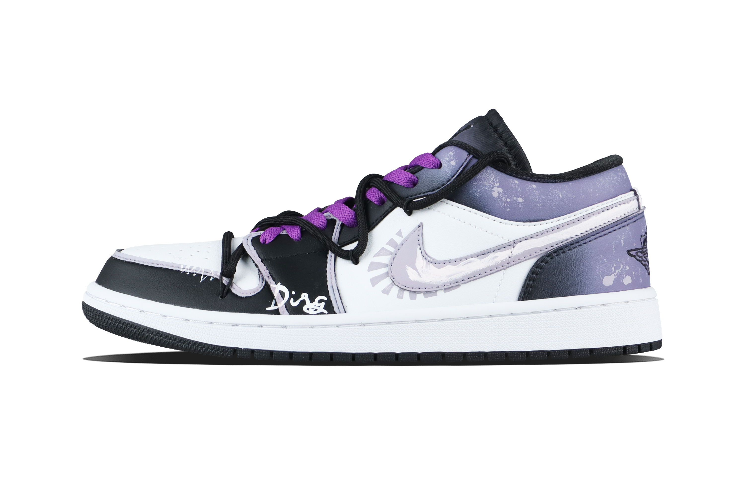 Jordan Air Jordan 1 Particle Nebula Low top Vintage Basketball Shoes Unisex Black Gray