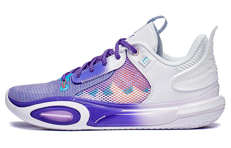 LiNing Li Ning City 11 Snow Mountain Simple and Comfortable Shock Absorbing Anti-Slip Wear-Resistant Low-top Basketball Shoes Men's Purple White
