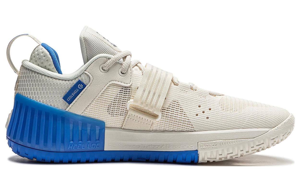Li Ning Fury Textile, TPU Slip Resistant Abrasion Resistant Low top Basketball Shoes Men’s White Blue