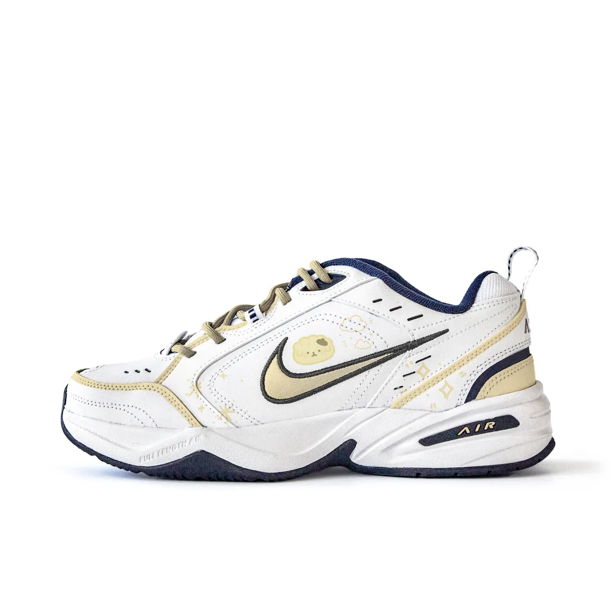 Nike Air Monarch 4 Slip Resistant Abrasion Resistant Low top Chunky Sneakers Unisex White Yellow