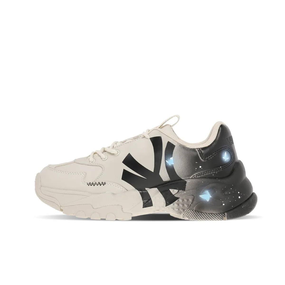 MLB Big Ball Chunky Slip Resistant Lightweight Height Increasing Low top Chunky Sneakers Unisex White Black