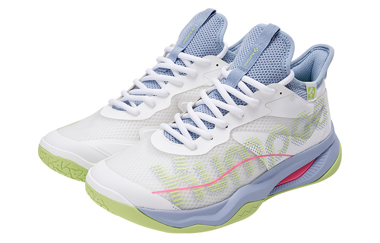 KUMPOO Badminton Shoes Unisex Mid Top White Gray Blue