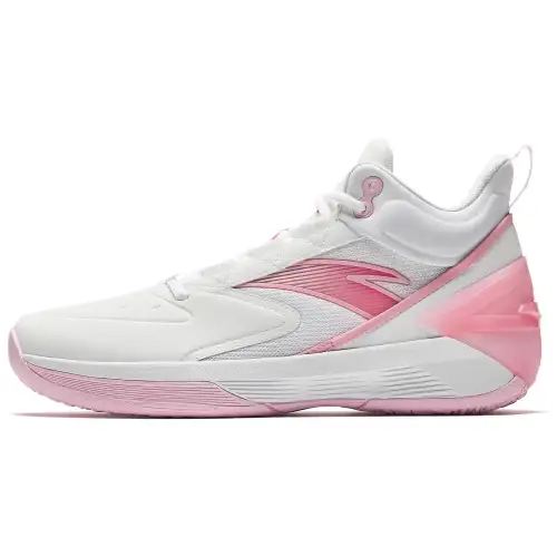 Anta Attack BM Slip Resistant Abrasion Resistant Grip High top Basketball Shoes Men's White Pink