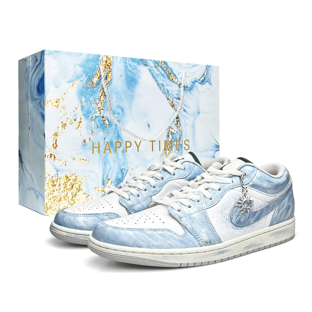 Jordan Air Jordan 1 Breathable Lightweight Low top Vintage Basketball Shoes Unisex Sky Blue