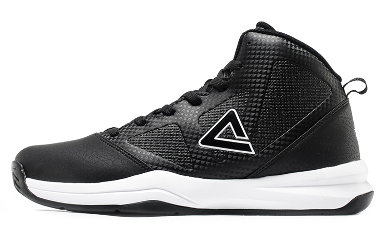 PEAK High top Fabric Cushioning Slip Resistant Abrasion Resistant Basketball Shoes Men’s Black White