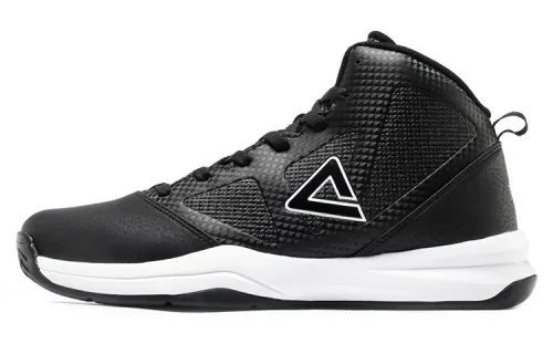 PEAK High top Fabric Cushioning Slip Resistant Abrasion Resistant Basketball Shoes Men's Black White