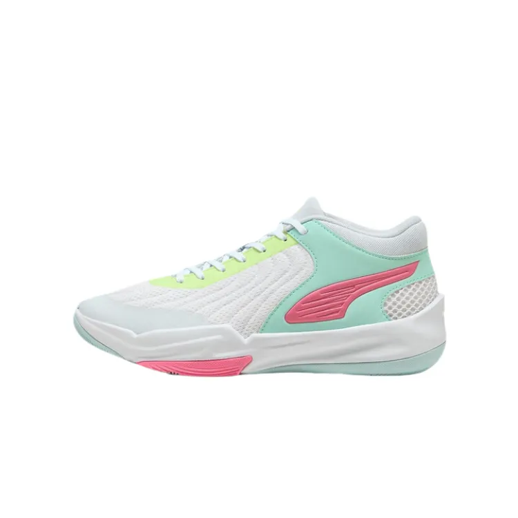 PUMA Court Pro Textile, Artificial Leather Mid top Basketball Shoes Unisex Mint Blue