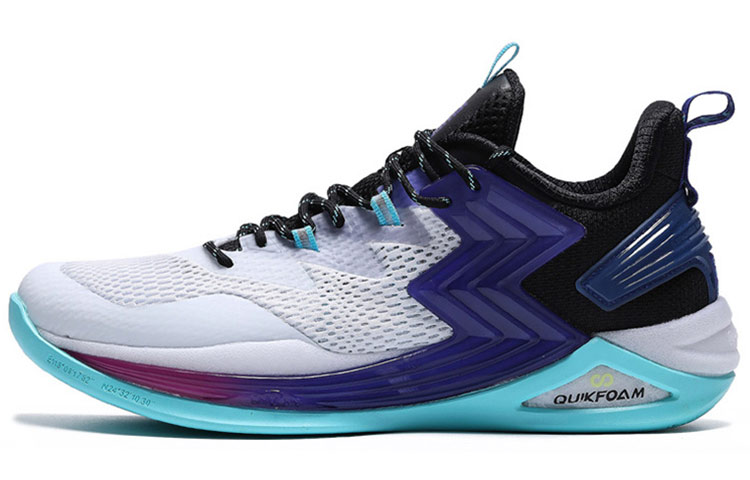 361° QU!KFOAM Fabric Cushioning Slip Resistant Abrasion Resistant Mid top Basketball Shoes Men’s White Blue Purple
